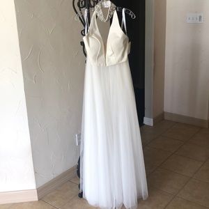 Sherri Hill White Evening Gown-Size 8